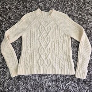 Abercrombie Fitch Cream Cable Knit Sweater Long Sleeve Mock Neck XS